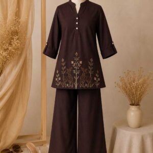 Taliinisa Woodland Deer Embroidered Cotton 2-Piece Suit